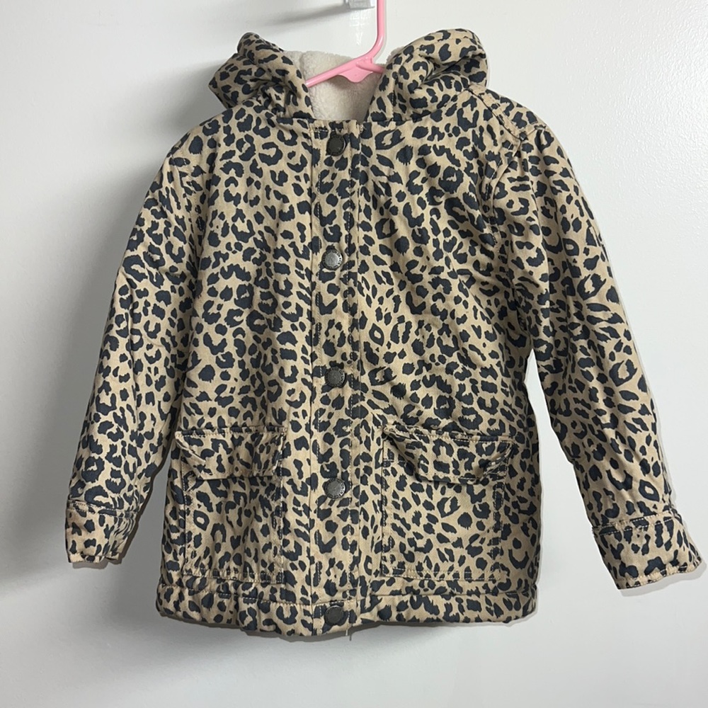 COTTON ON KIDS Leopard Print Fleece-Hooded Warm Winter Kid’s Jacket size 3-4
